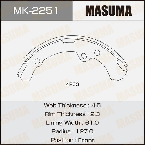 Колодки тормозные барабанные Masuma, MK-2251