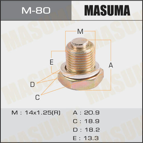 Болт (пробка) маслосливной Masuma с магнитом M14x1.25, M-80