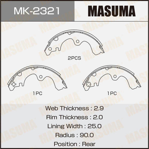 Колодки тормозные барабанные Masuma, MK-2321