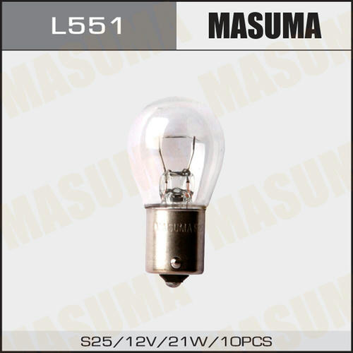 Лампа Masuma P21W (BA15s, S25) 12V 21W одноконтактная, L551